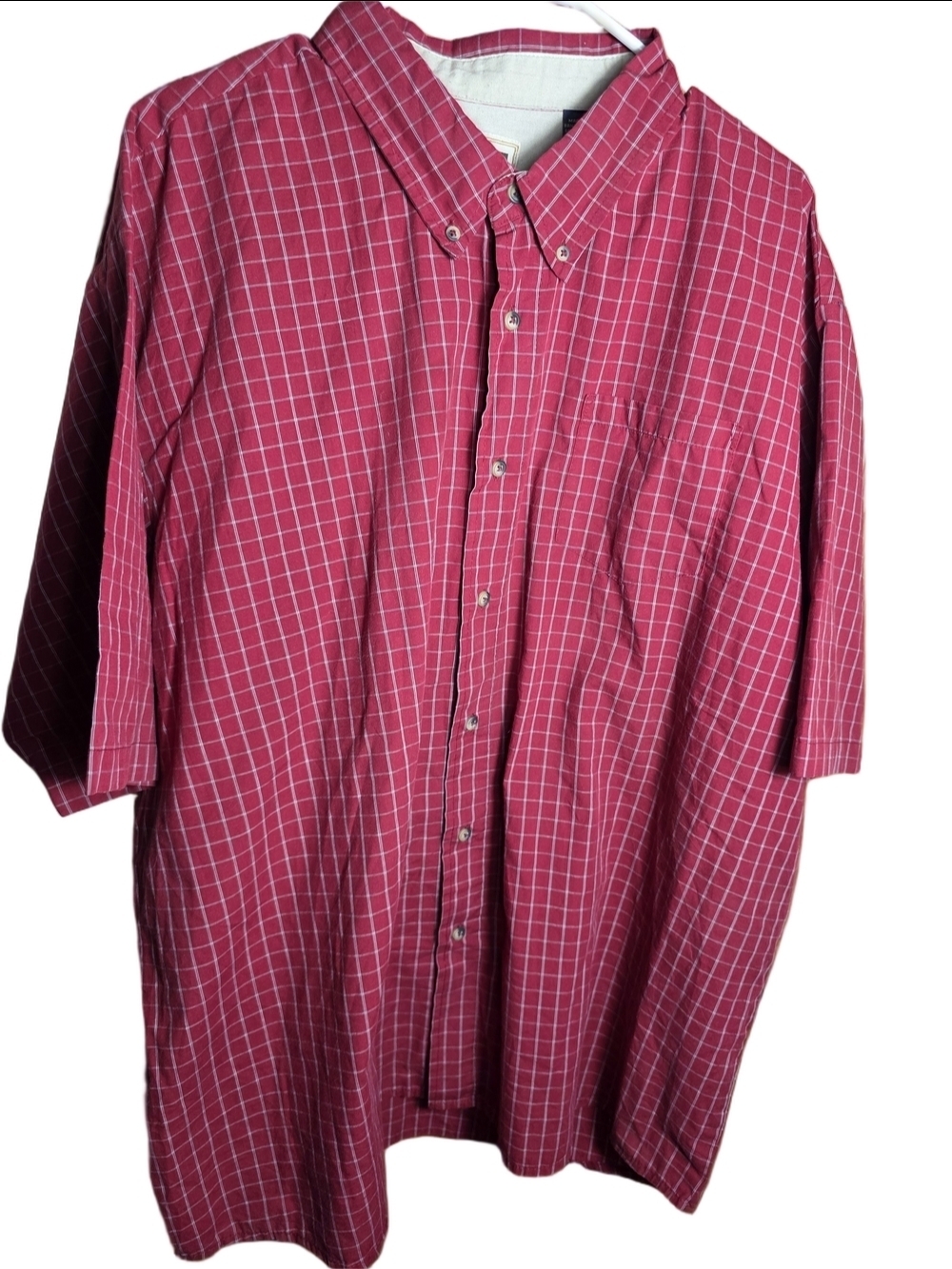 Lee Men's Red Windowpane Button-Down Shirt 2XL Plus Sized Work Casual